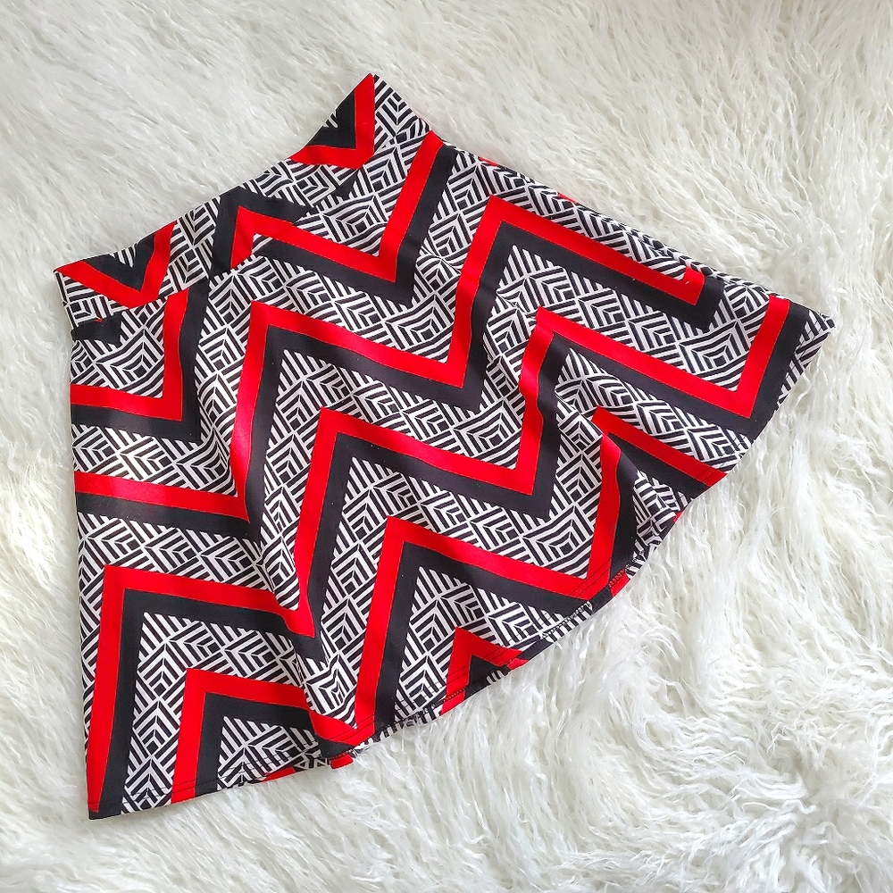 Charlotte Russe Skater Skirt Zig Zag
